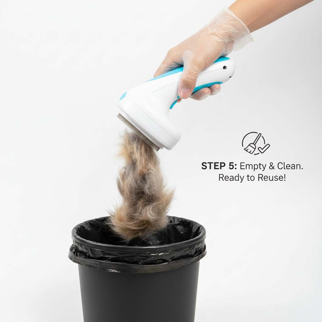 How to use step 5 - empty fur into trash
