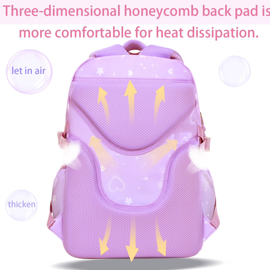 School Backpacks for Girls, Kids Lightweight Fashion School Bag Waterproof School Bookbags Gifts-Purple