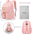 Laptop Backpack 15.6 Inch Kids Elementary Middle High School Bag College Backpacks anti Theft Travel Back Pack Large Bookbags for Teens Girls Women Students (Pink)