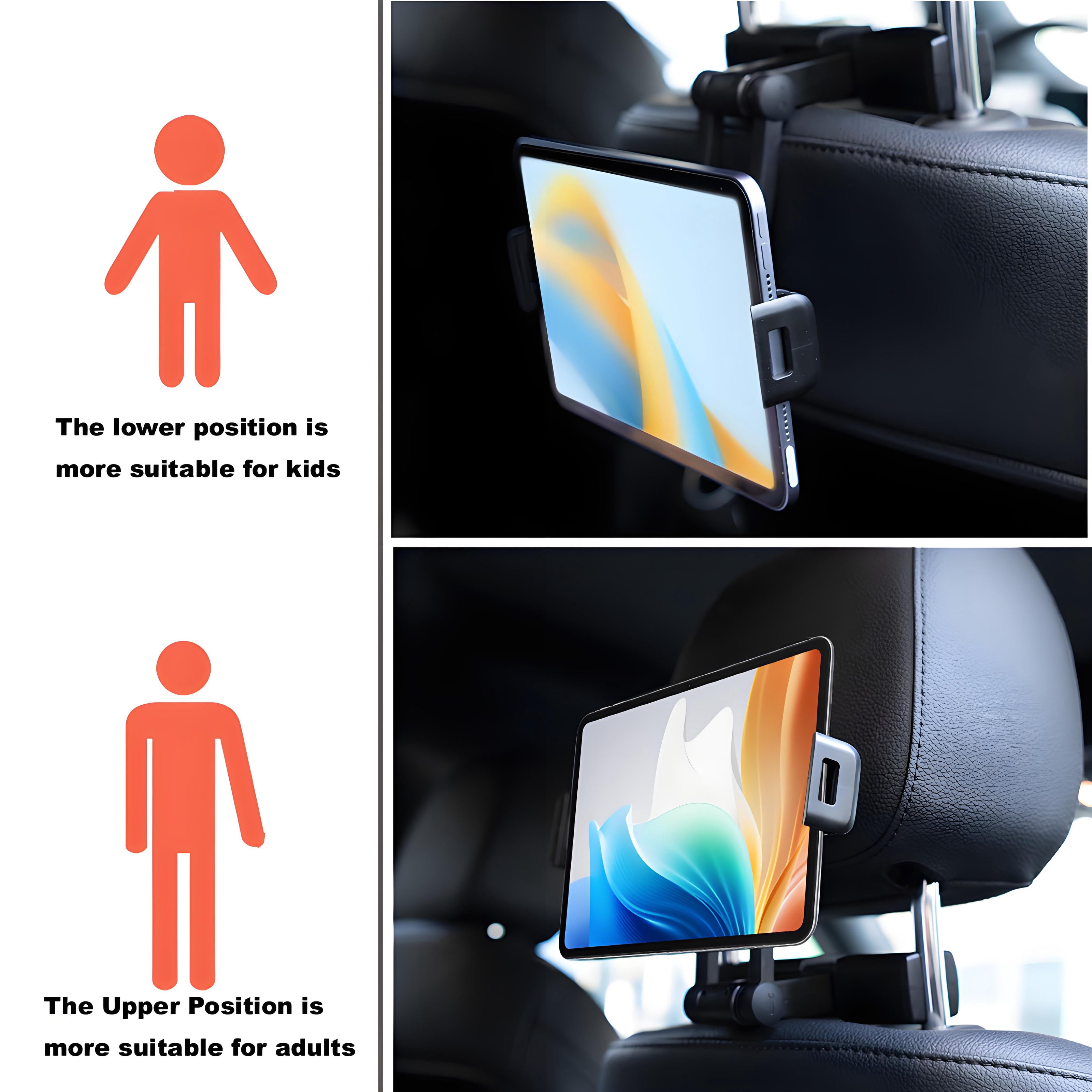 360° Car Vehicle Back Seat Headrest Mount Tablet Holder for 4-12.3” Universal Ipad Phone