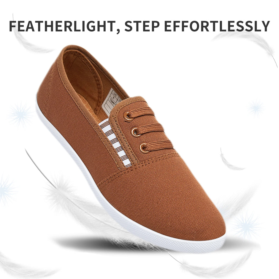 Women’S Slip on Canvas Shoes Sneakers Fashion Elastic Sneakers（Brown US10）