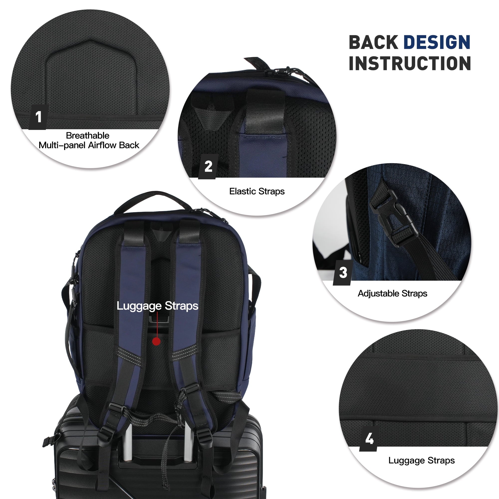 Travel Carry on Backpack Laptop Business 18 Inch Business anti Theft Slim Water Resistant Sturdy College Computer Bag.Blue