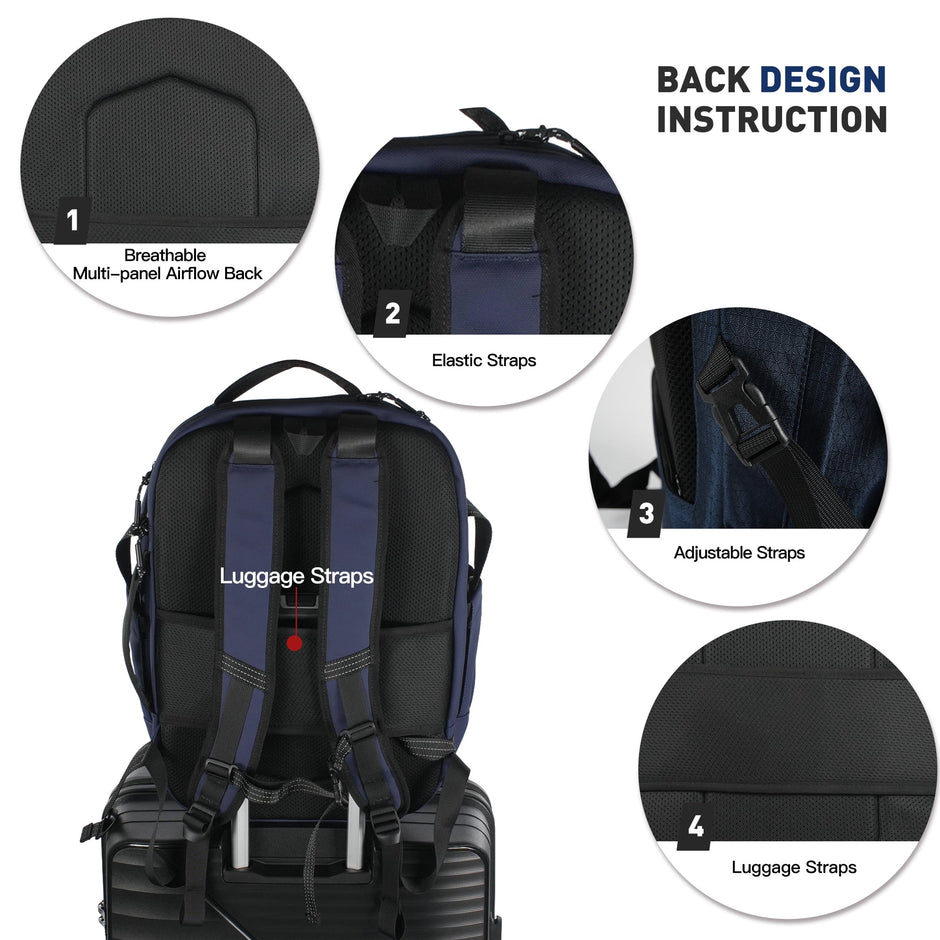 Travel Carry on Backpack Laptop Business 18 Inch Business anti Theft Slim Water Resistant Sturdy College Computer Bag.Blue
