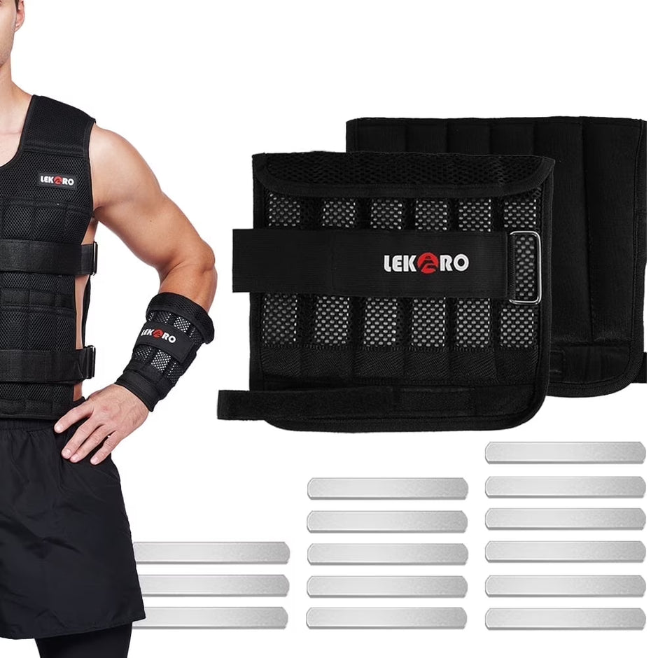 LEKÄRO Wrist Arm Weights, Adjustable Wrist Weights, Removable Wrist Ankle Weights for Men Women, for Fitness, Walking, Jogging, Workout, Running, 1Pair 2 Pack