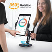 tablet Stand Holder for Ipad, Adjustable with 360 Rotating Base for Desk, Aluminum Swivel Tablet Stand Compatible with Ipad Air, Mini, 10.2,9.7, Pro 11/13 and More, Black