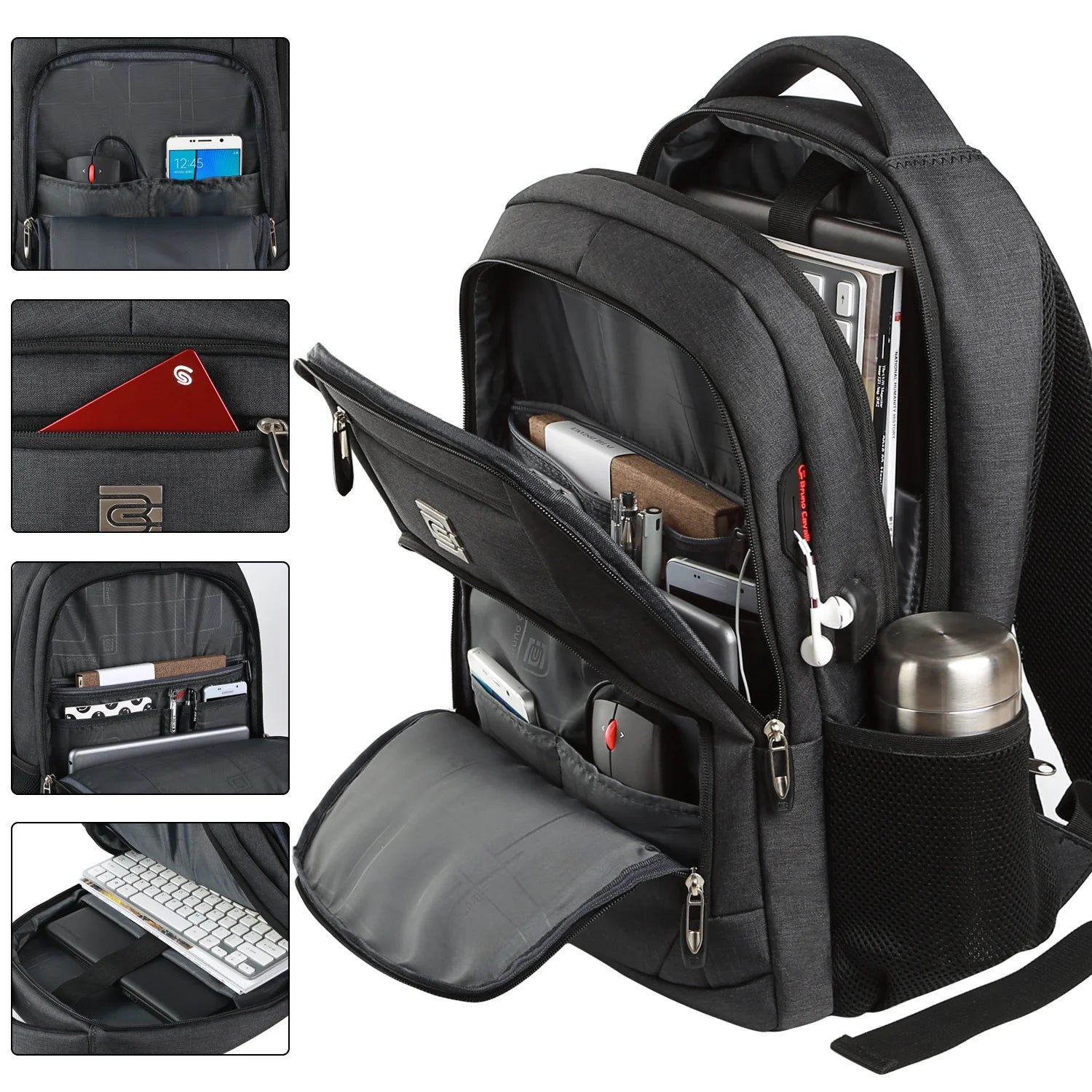 Black Laptop Backpack Computer Business Backpack for Adult Water Resistant Anti-Theft Laptop Backpack for Men