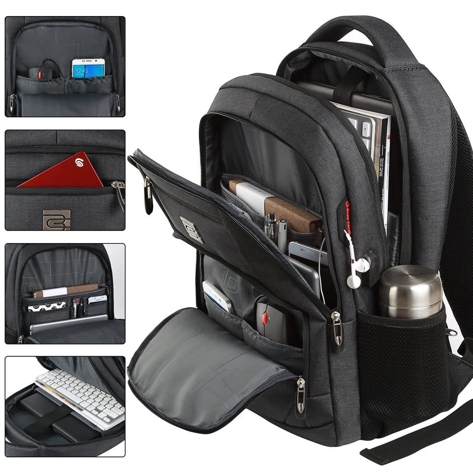 Black Laptop Backpack Computer Business Backpack for Adult Water Resistant Anti-Theft Laptop Backpack for Men