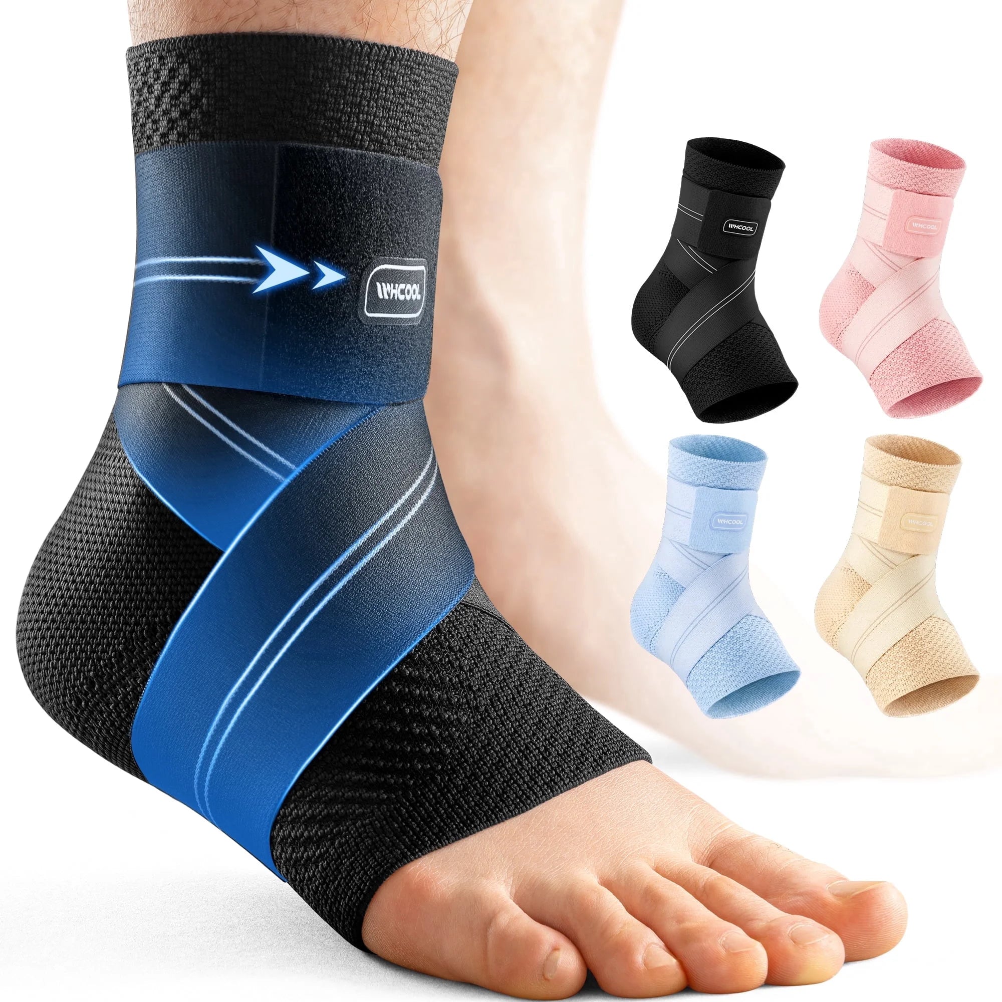 Professional Ankle Brace for Weightlifting & Gym, 7-Zone Ankle Support with Stability Strap, Replaces Bulky Ankle Weights，Black