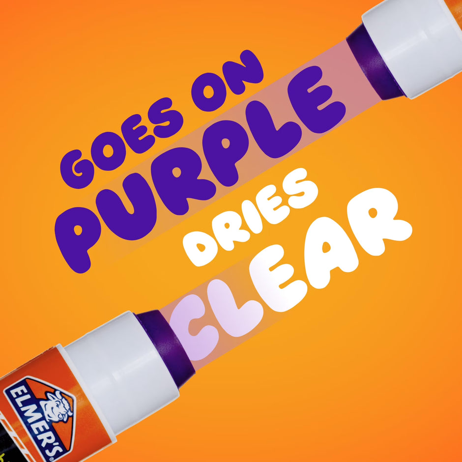 Disappearing Purple School Glue Sticks, Washable, 2 Count
