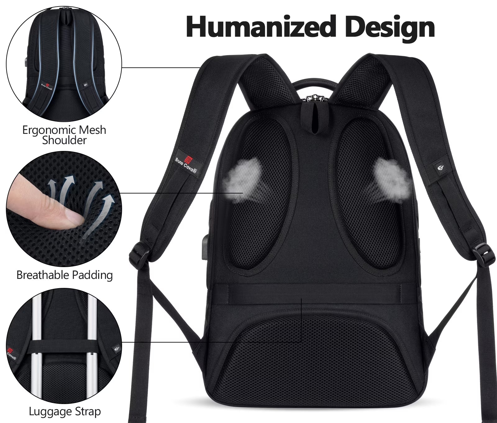 Laptop Backpack with USB Charging Port Water Resistant Backpacks for Adults Work Business Laptop Backpack for Men