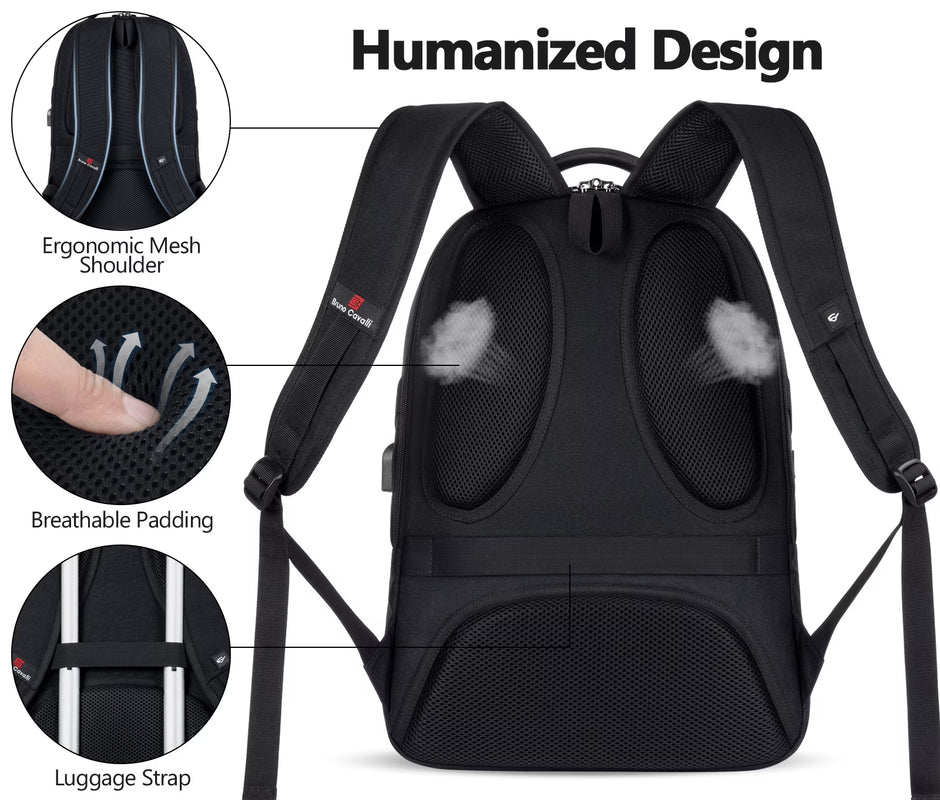 Laptop Backpack with USB Charging Port Water Resistant Backpacks for Adults Work Business Laptop Backpack for Men