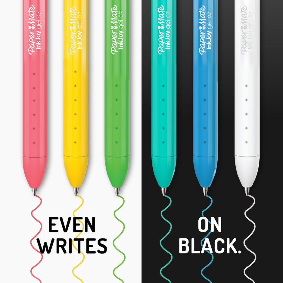 Paper Mate Inkjoy Bright Pens, Gel Pens with Paint-Like Ink, Medium Point (0.7 Mm), Retractable, Assorted Brighter Colors, 10 Count