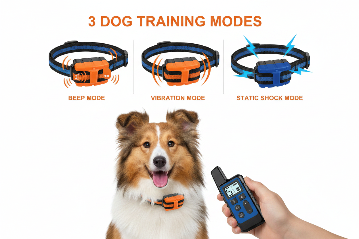 Anti-Bark Dog Collar – Electric Shock, Vibration & Sound with LED for Small & Large Dogs
