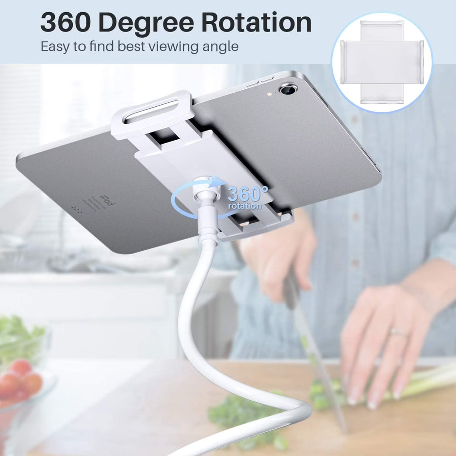 Fleximount Clip-On Tablet Grip with 360-Degree Rotation and Secure Twist-Lock Grip for Media Viewing, Video Calls, Recording, Vlogging, and More