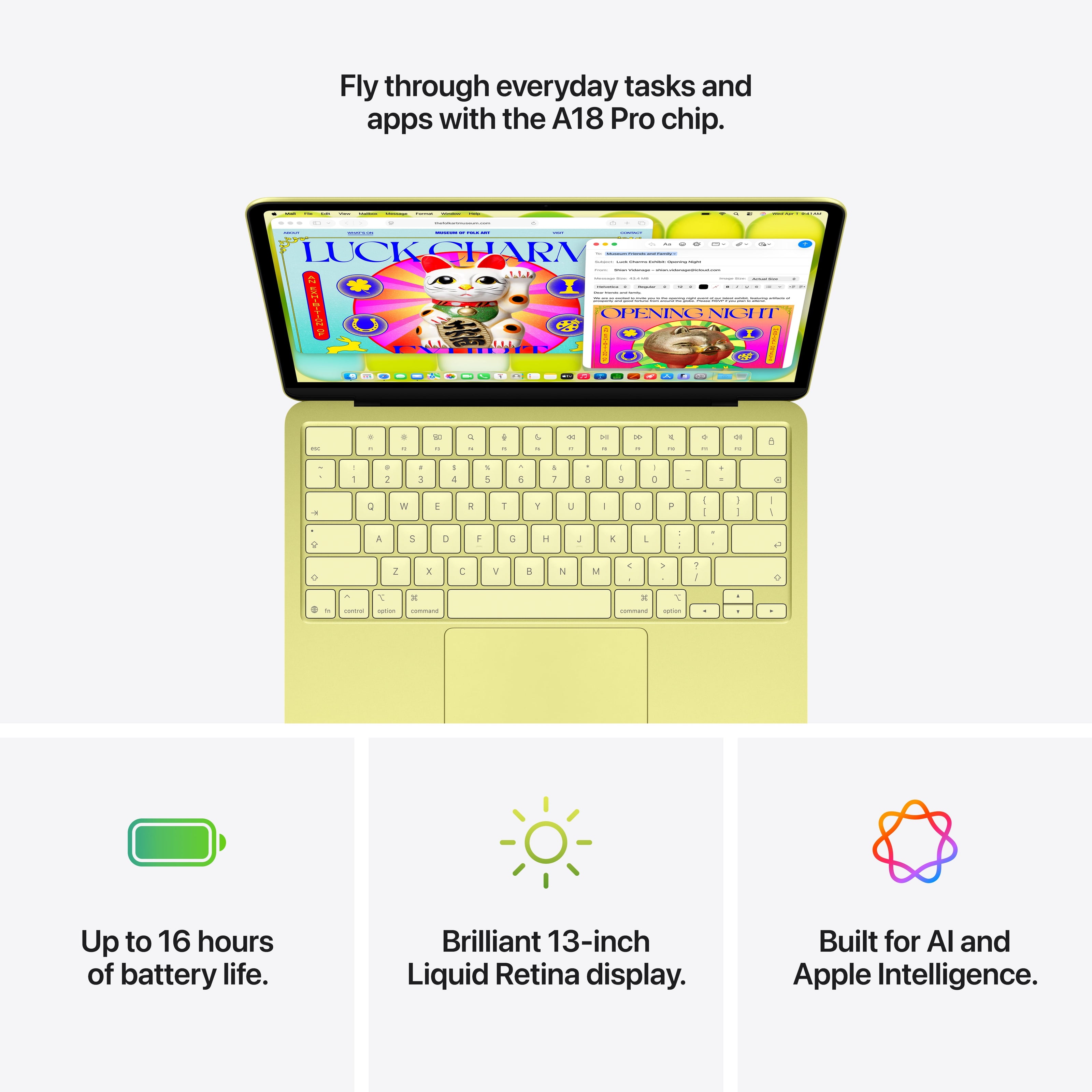 Macbook Neo 13-Inch  A18 Pro Chip with 6‑Core CPU and 5‑Core GPU, 8GB, 256GB SSD, Magic Keyboard - Indigo