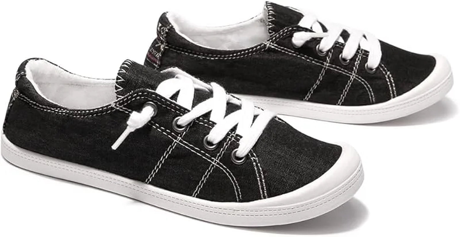 Women'S Slip-On Canvas Sneakers - Lightweight Low Top Casual Walking Shoes with Comfortable Flat Sole