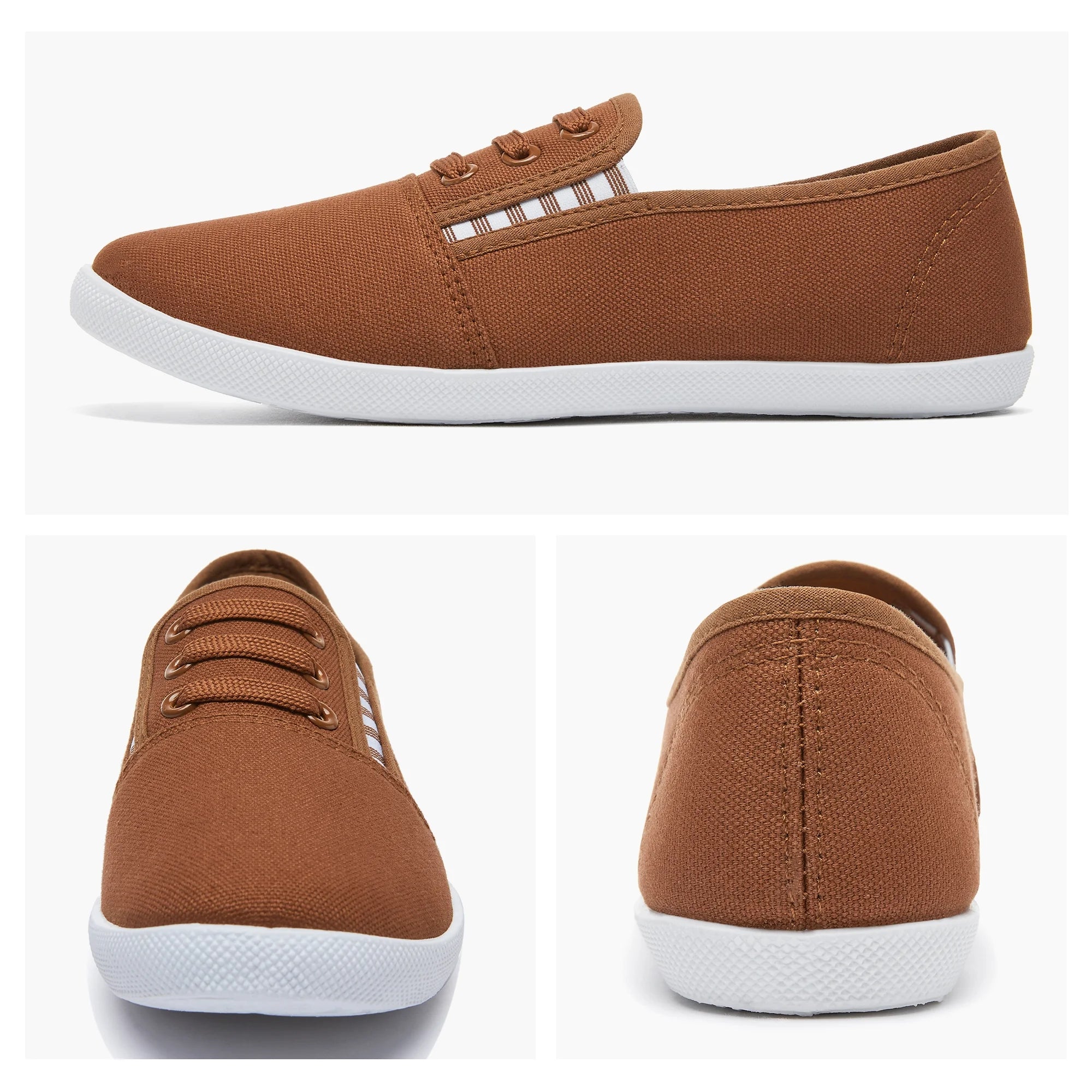 Women’S Slip on Canvas Shoes Sneakers Fashion Elastic Sneakers（Brown US10）