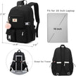 Laptop Backpack 15.6 Inch Kids Elementary Middle High School Bag College Backpacks anti Theft Travel Back Pack Large Bookbags for Teens Girls Women Students (Black)