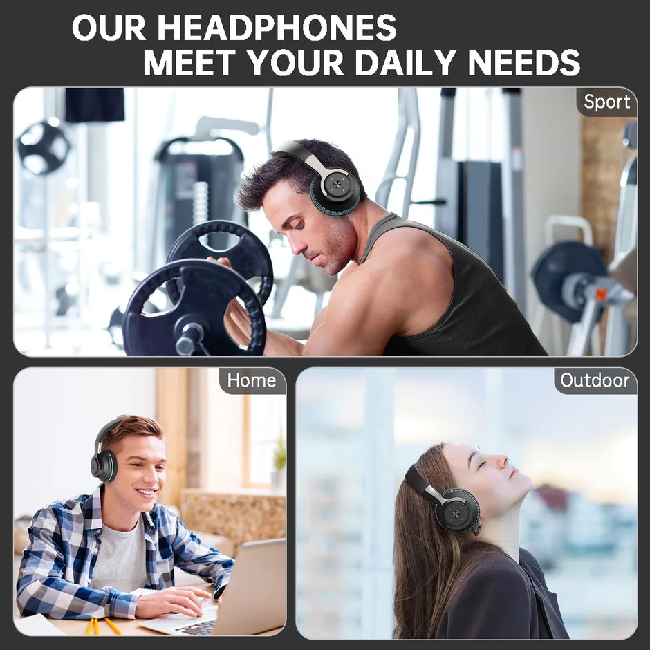 Wireless On-Ear Headphone, Upgrade Bass Hifi Stereo Heaset, Foldable, Noise Isolating over Ear Headphone W/ Microphone and Volume Control, for Computer Laptop Cell Phone,Black