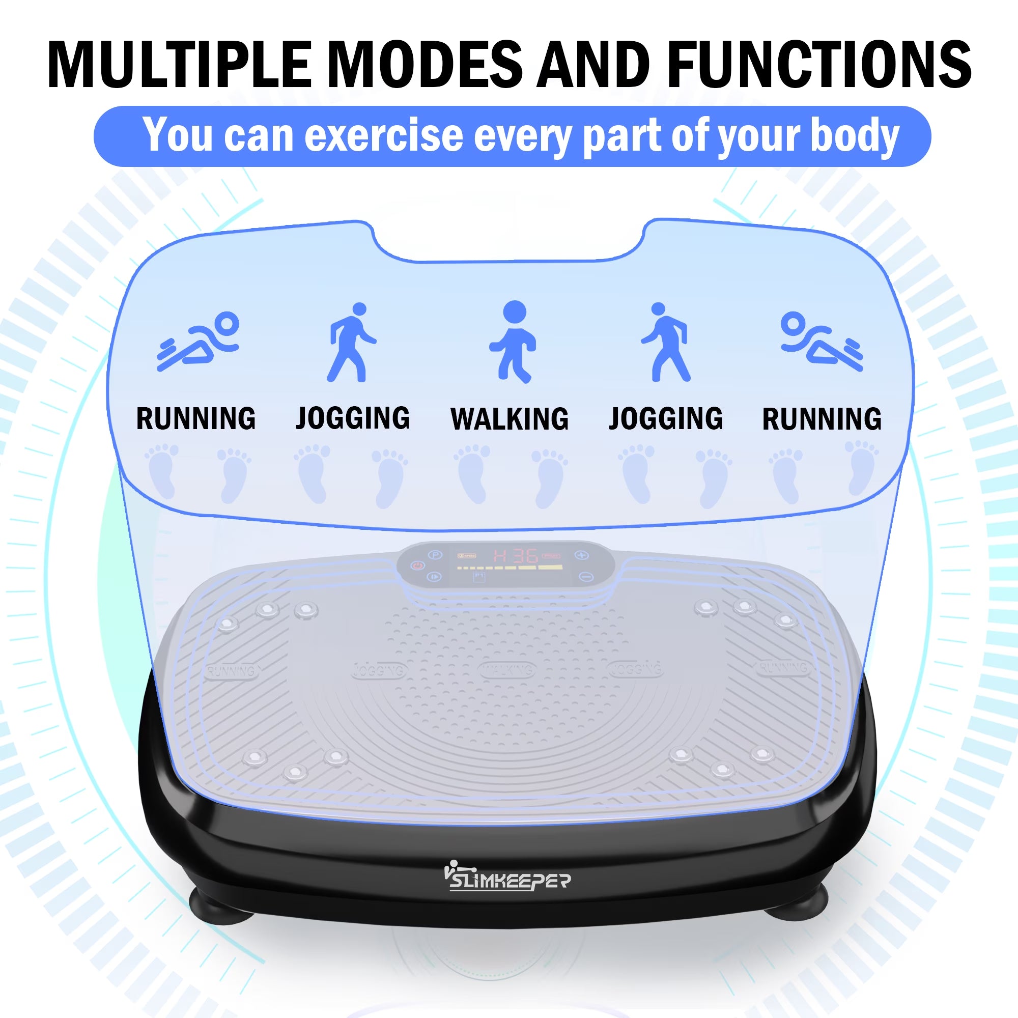 Vibration Plate Exercise Machine for Home Fitness & Whole Body Workout, 330 Lbs Capacity, with 2 Loops, 5 Resistance Bands & Remote Control