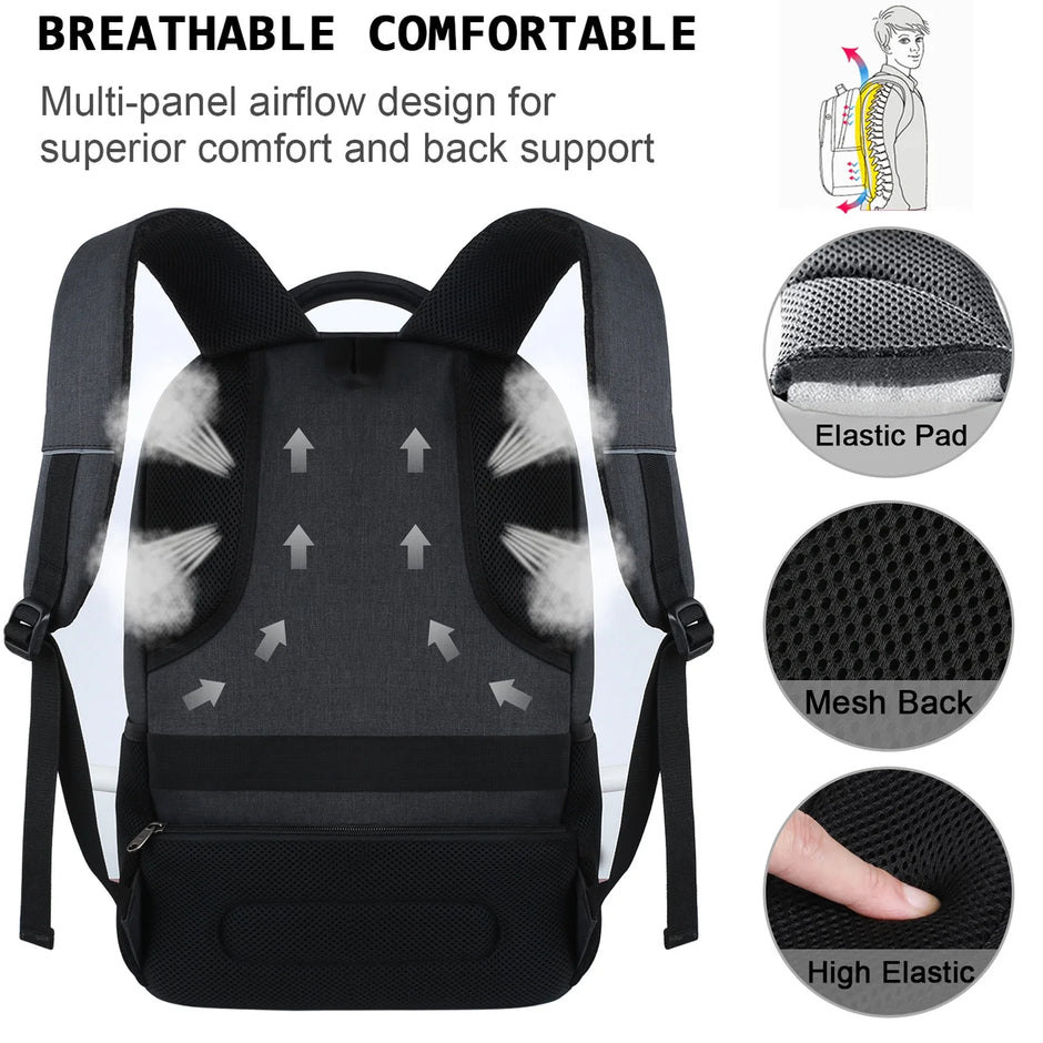 Black Laptop Backpack Computer Business Backpack for Adult Water Resistant Anti-Theft Laptop Backpack for Men