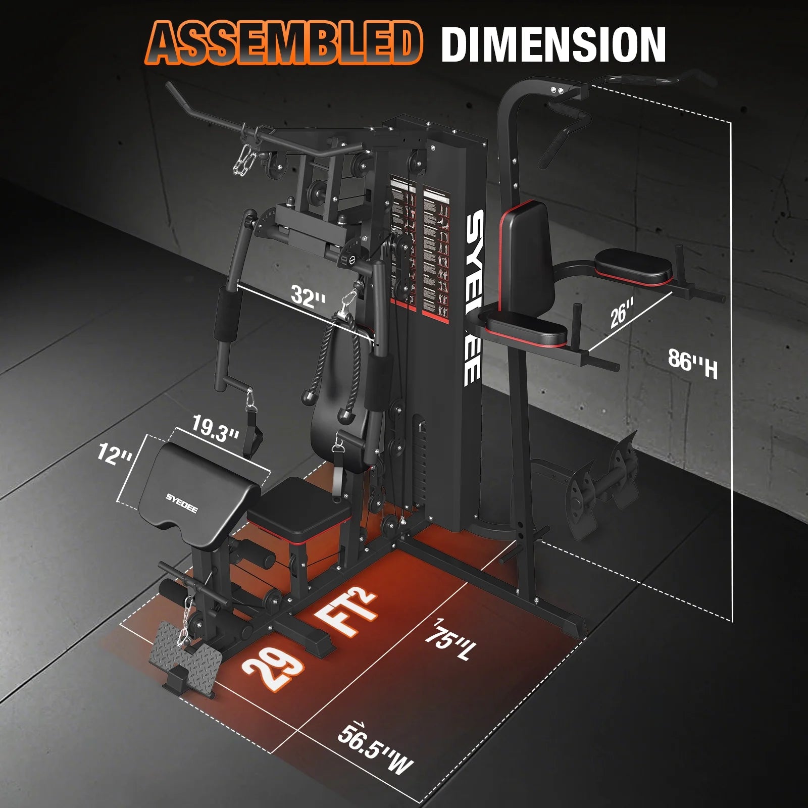 Home Gym Station, Workout Station with 150LBS Weight Stack, Home Gym Equipment with Power Tower for All Body Training