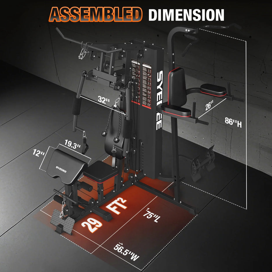 Home Gym Station, Workout Station with 150LBS Weight Stack, Home Gym Equipment with Power Tower for All Body Training