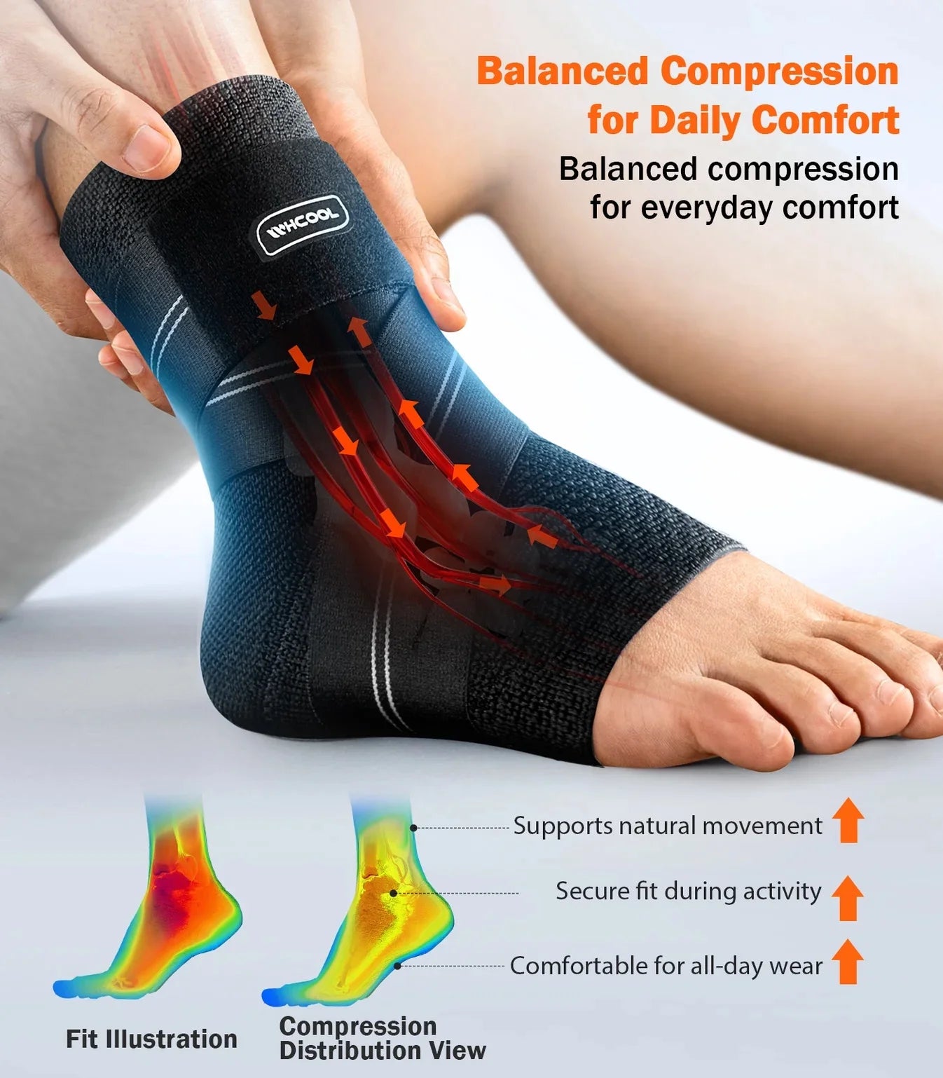Professional Ankle Brace for Weightlifting & Gym, 7-Zone Ankle Support with Stability Strap, Replaces Bulky Ankle Weights，Black