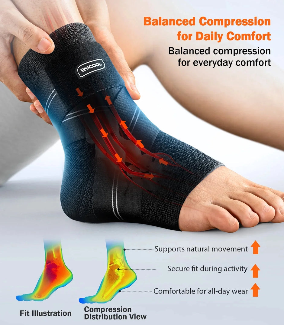 Professional Ankle Brace for Weightlifting & Gym, 7-Zone Ankle Support with Stability Strap, Replaces Bulky Ankle Weights，Black