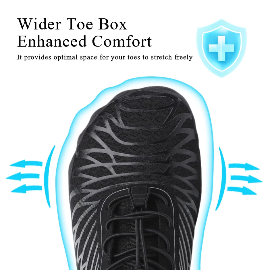 Water Shoes Women Men Quick Dry Wide Toe Box Hiking Aquatic Sports Shoes for Swim Beach Pool Boating, Black