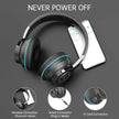 Wireless On-Ear Headphone, Upgrade Bass Hifi Stereo Heaset, Foldable, Noise Isolating over Ear Headphone W/ Microphone and Volume Control, for Computer Laptop Cell Phone,Black