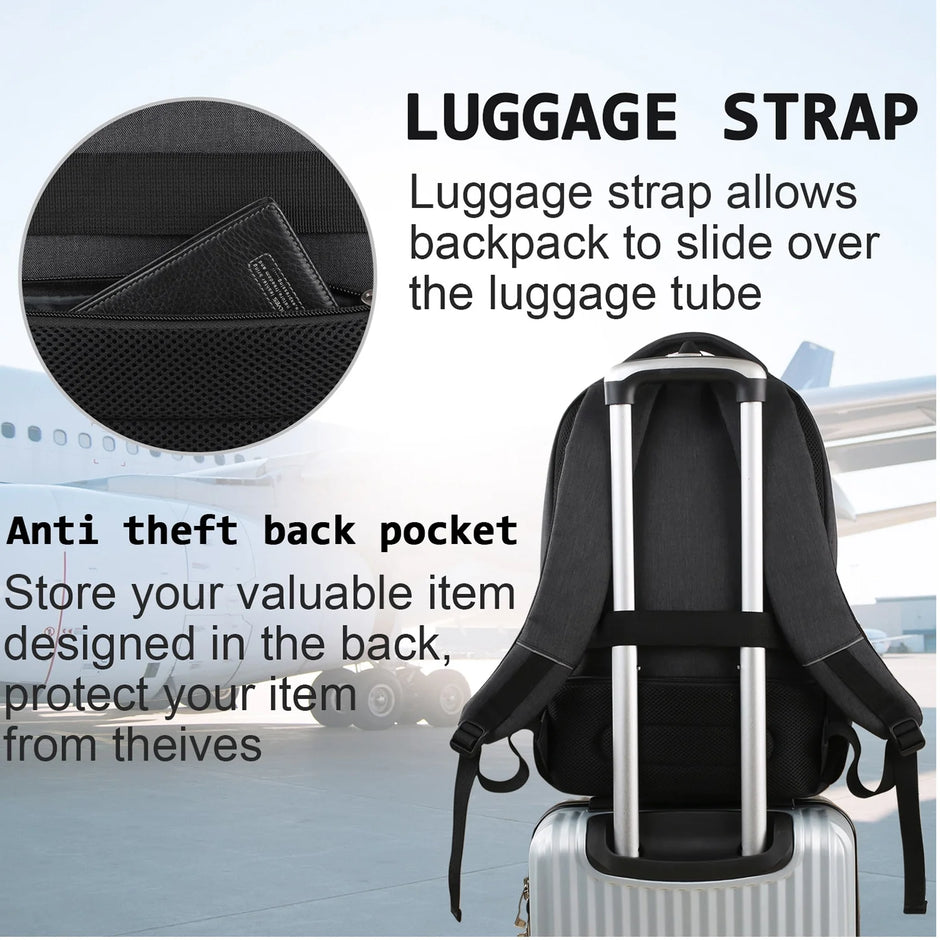 Black Laptop Backpack Computer Business Backpack for Adult Water Resistant Anti-Theft Laptop Backpack for Men