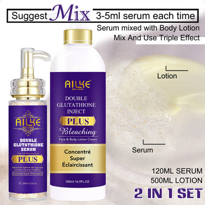 Double Glutathione plus Whitening Skin Care Set, Moisturizing, Reduce Dark Spots, Freckles, Melasma, Hyperpigmentation
