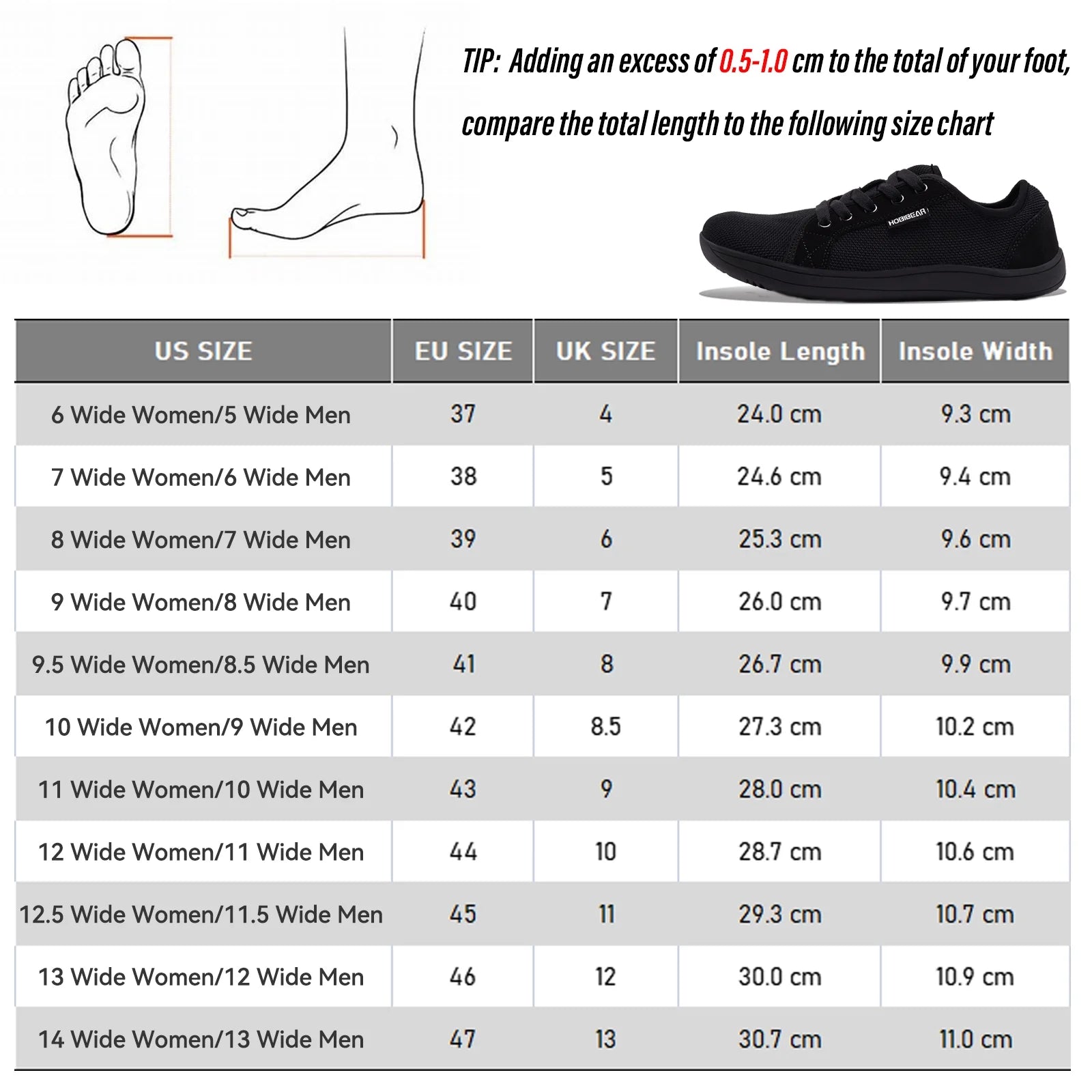 Barefoot Minimalist Shoes Womens Men | Zero Drop | Wide Width Fashion Sneaker Black, 9.5 Women/ 7.5 Men