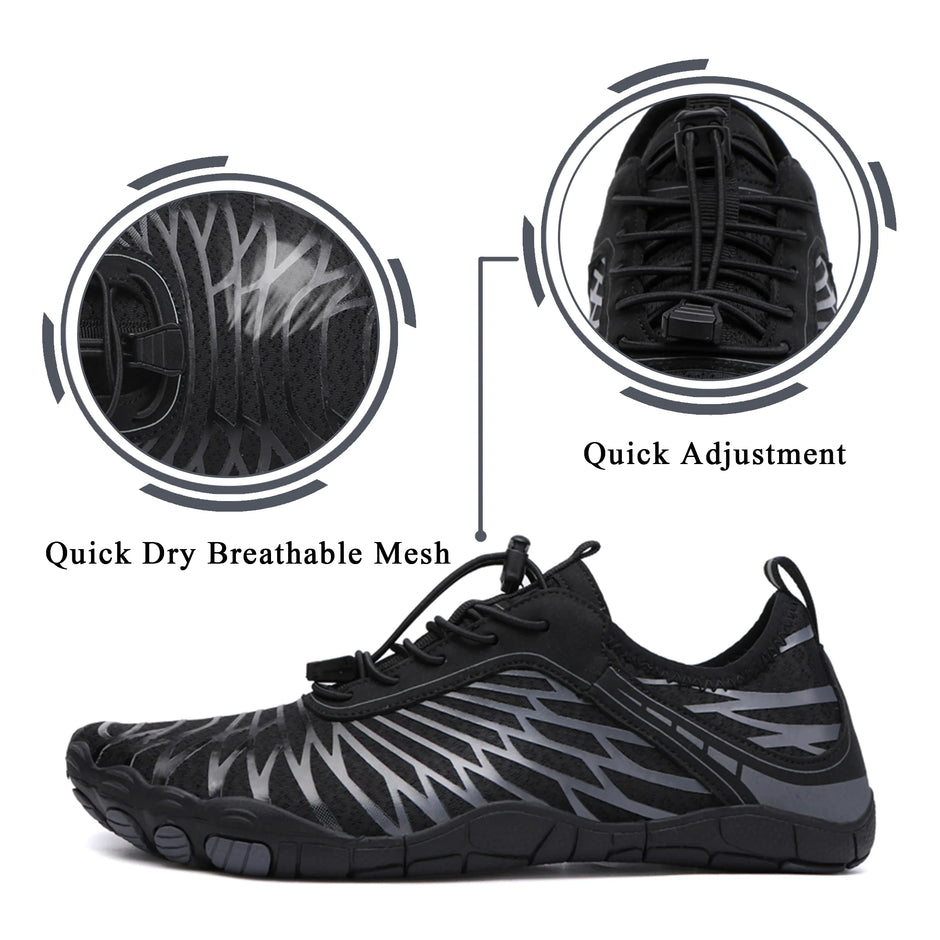 Water Shoes Women Men Quick Dry Wide Toe Box Hiking Aquatic Sports Shoes for Swim Beach Pool Boating, Black
