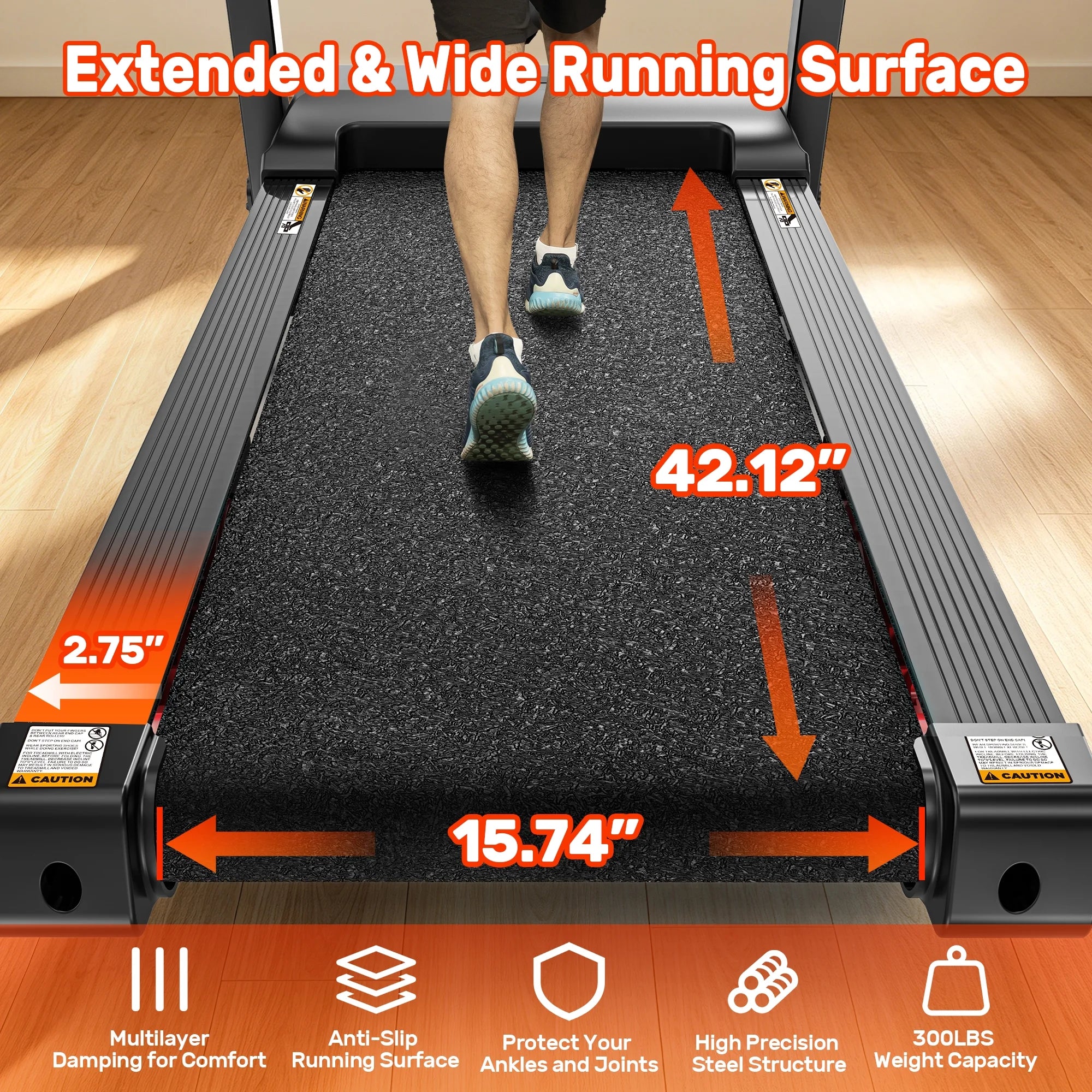 300 Lbs Capacity Treadmill for Home, 3.5HP Folding Treadmill W/ 71 Preset Workouts, APP with Free Train Courses, Dual Hifi Speakers, Exercise Equipment for Walking, Jogging, Running