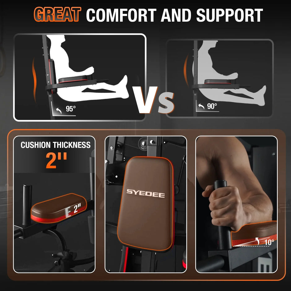 Home Gym Station, Workout Station with 150LBS Weight Stack, Home Gym Equipment with Power Tower for All Body Training
