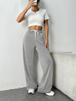 Sweatpants for Women Wide Leg Pants Fall Sweatpants with Pockets Elastic Waistband Comfy Pants Women Winter Lounge Pants Light Grey M