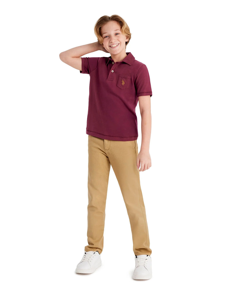Boys Stretch Twill 5-Pocket Straight Fit Pant, Sizes 4-18