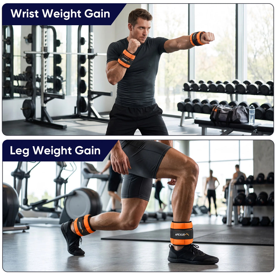 Adjustable Ankle Weights Set for Men & Women, 1-5 Lb Each, Pair for Training, Orange