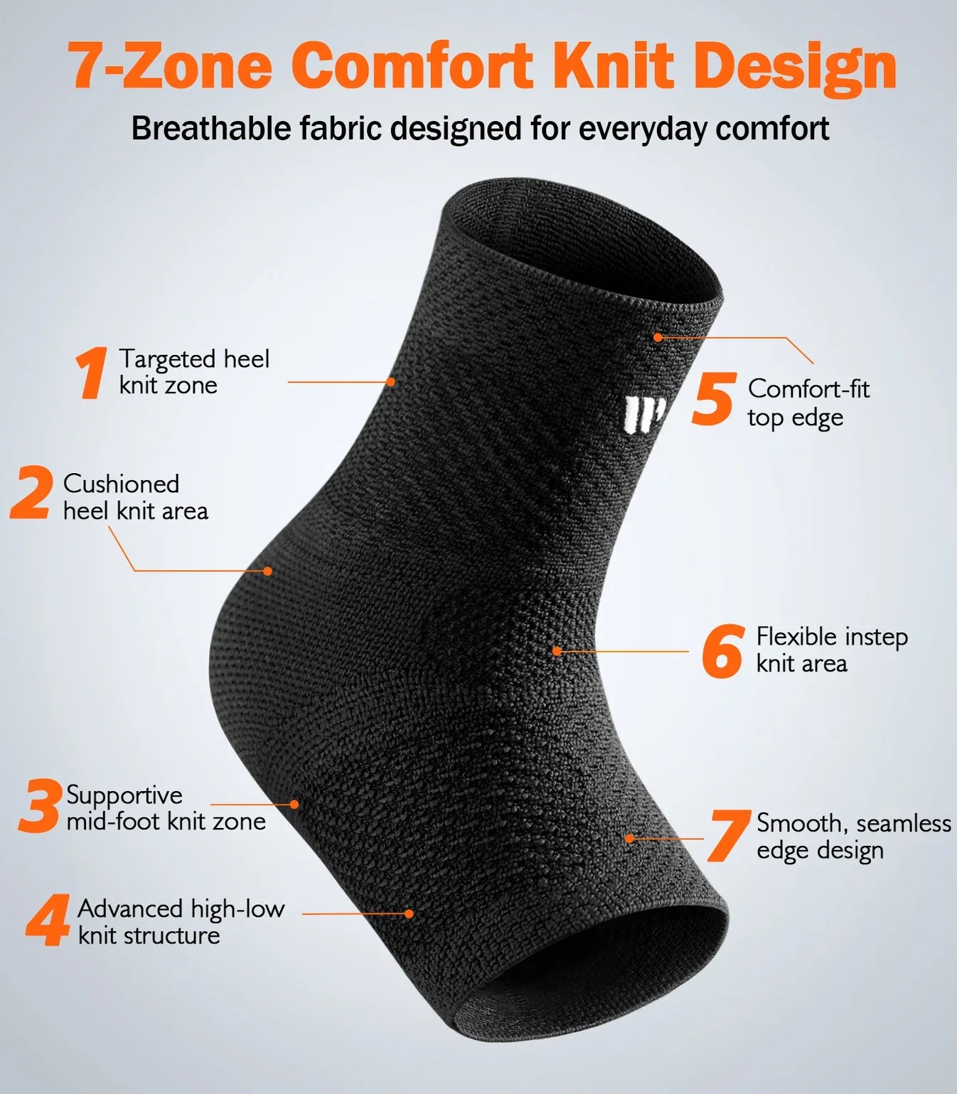 Professional Ankle Brace for Weightlifting & Gym, 7-Zone Ankle Support with Stability Strap, Replaces Bulky Ankle Weights，Black