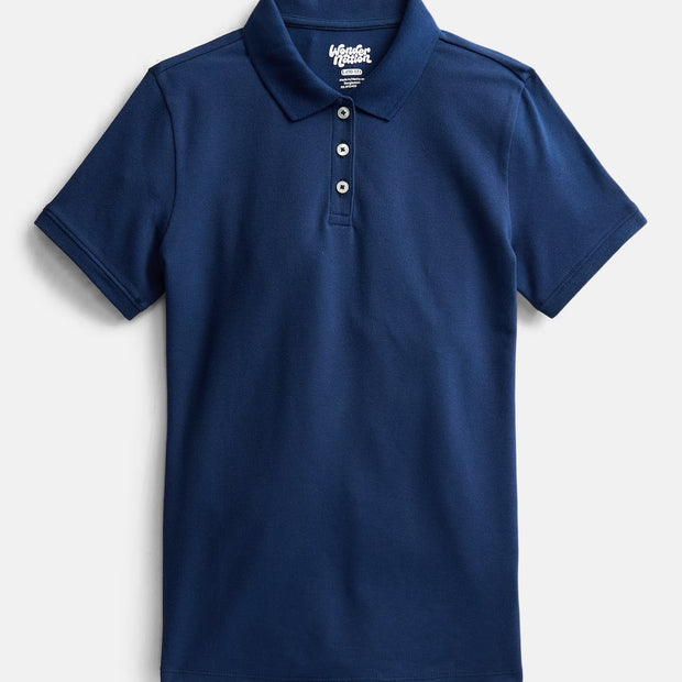 Girls School Uniform Pique Polo Shirt with Short Sleeves, Size 4-18