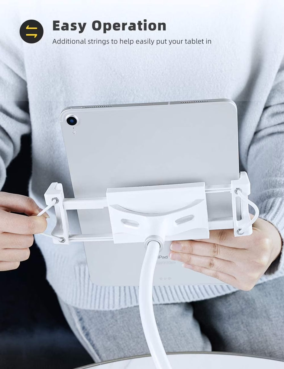 Fleximount Clip-On Tablet Grip with 360-Degree Rotation and Secure Twist-Lock Grip for Media Viewing, Video Calls, Recording, Vlogging, and More