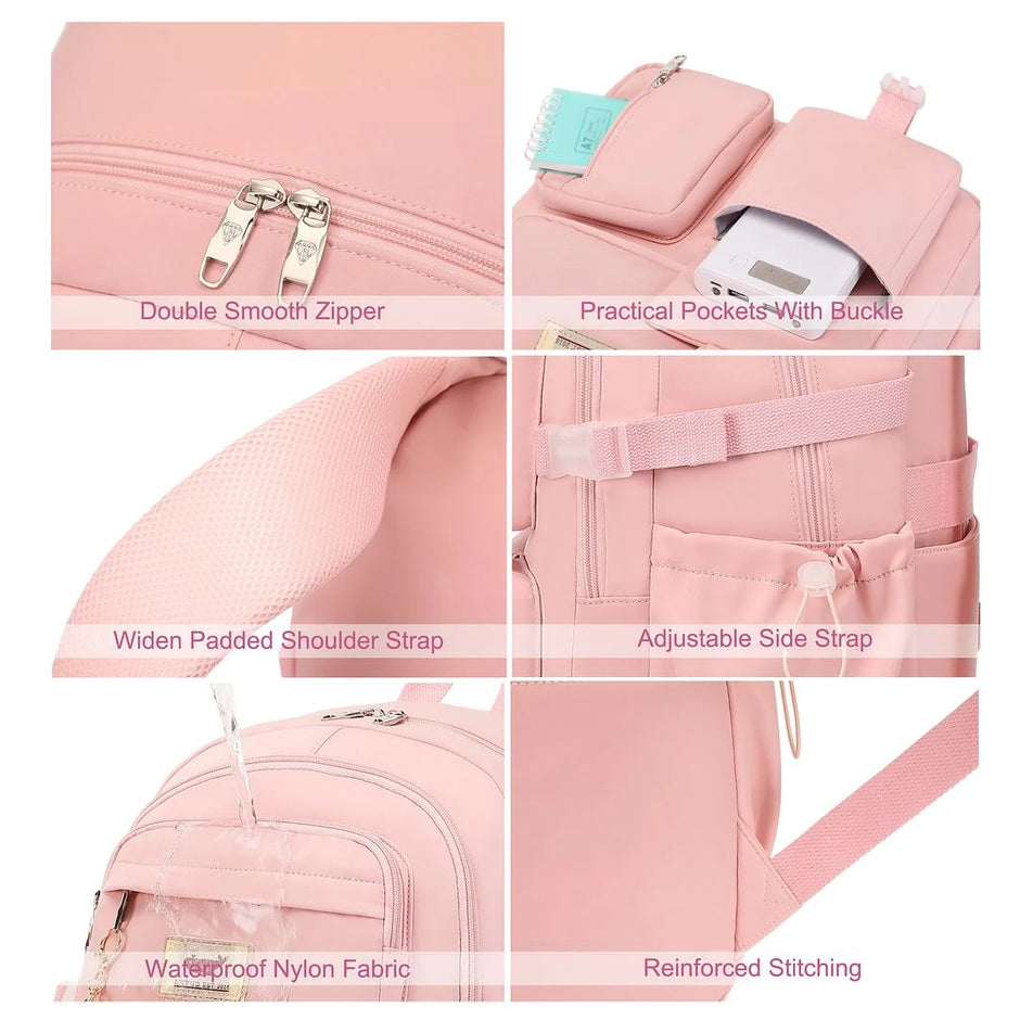 Laptop Backpack 15.6 Inch Kids Elementary Middle High School Bag College Backpacks anti Theft Travel Back Pack Large Bookbags for Teens Girls Women Students (Pink)