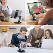 tablet Stand Holder for Ipad, Adjustable with 360 Rotating Base for Desk, Aluminum Swivel Tablet Stand Compatible with Ipad Air, Mini, 10.2,9.7, Pro 11/13 and More, Black