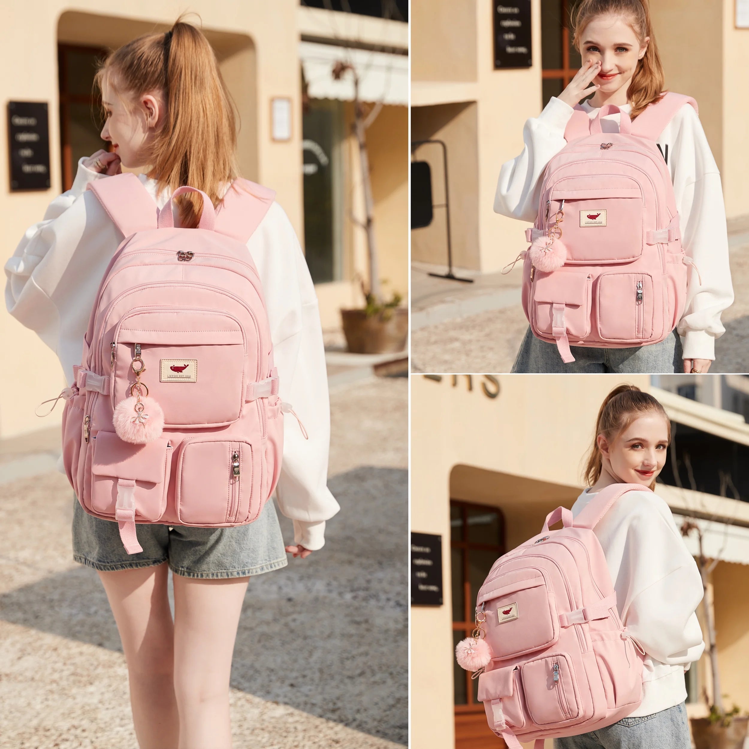 Laptop Backpack 15.6 Inch Kids Elementary Middle High School Bag College Backpacks anti Theft Travel Back Pack Large Bookbags for Teens Girls Women Students (Pink)