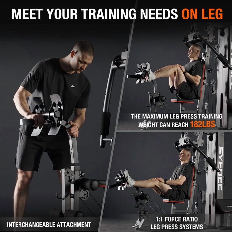 Home Gym Station, Workout Station with 150LBS Weight Stack, Home Gym Equipment with Power Tower for All Body Training