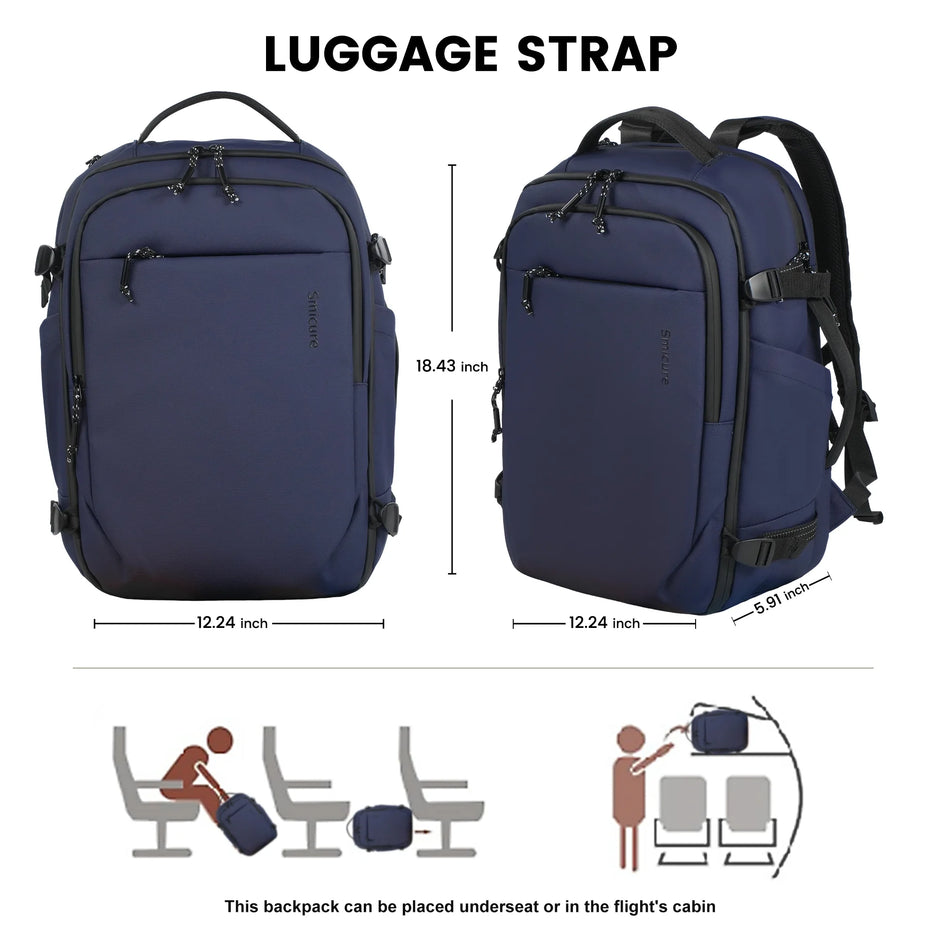 Travel Carry on Backpack Laptop Business 18 Inch Business anti Theft Slim Water Resistant Sturdy College Computer Bag.Blue