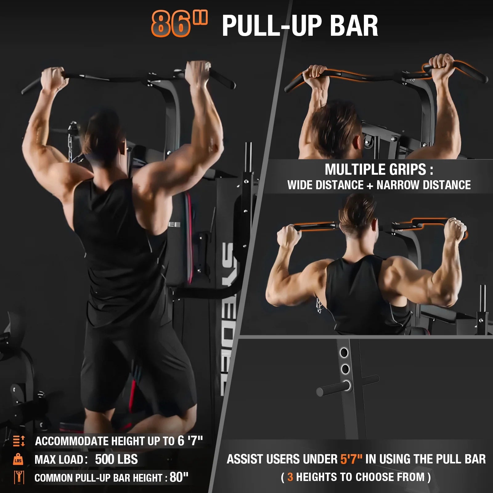 Home Gym Station, Workout Station with 150LBS Weight Stack, Home Gym Equipment with Power Tower for All Body Training
