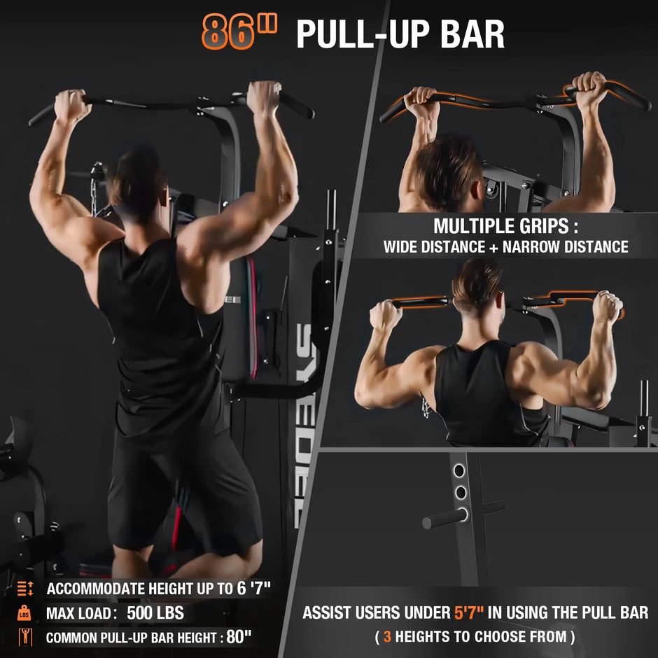 Home Gym Station, Workout Station with 150LBS Weight Stack, Home Gym Equipment with Power Tower for All Body Training